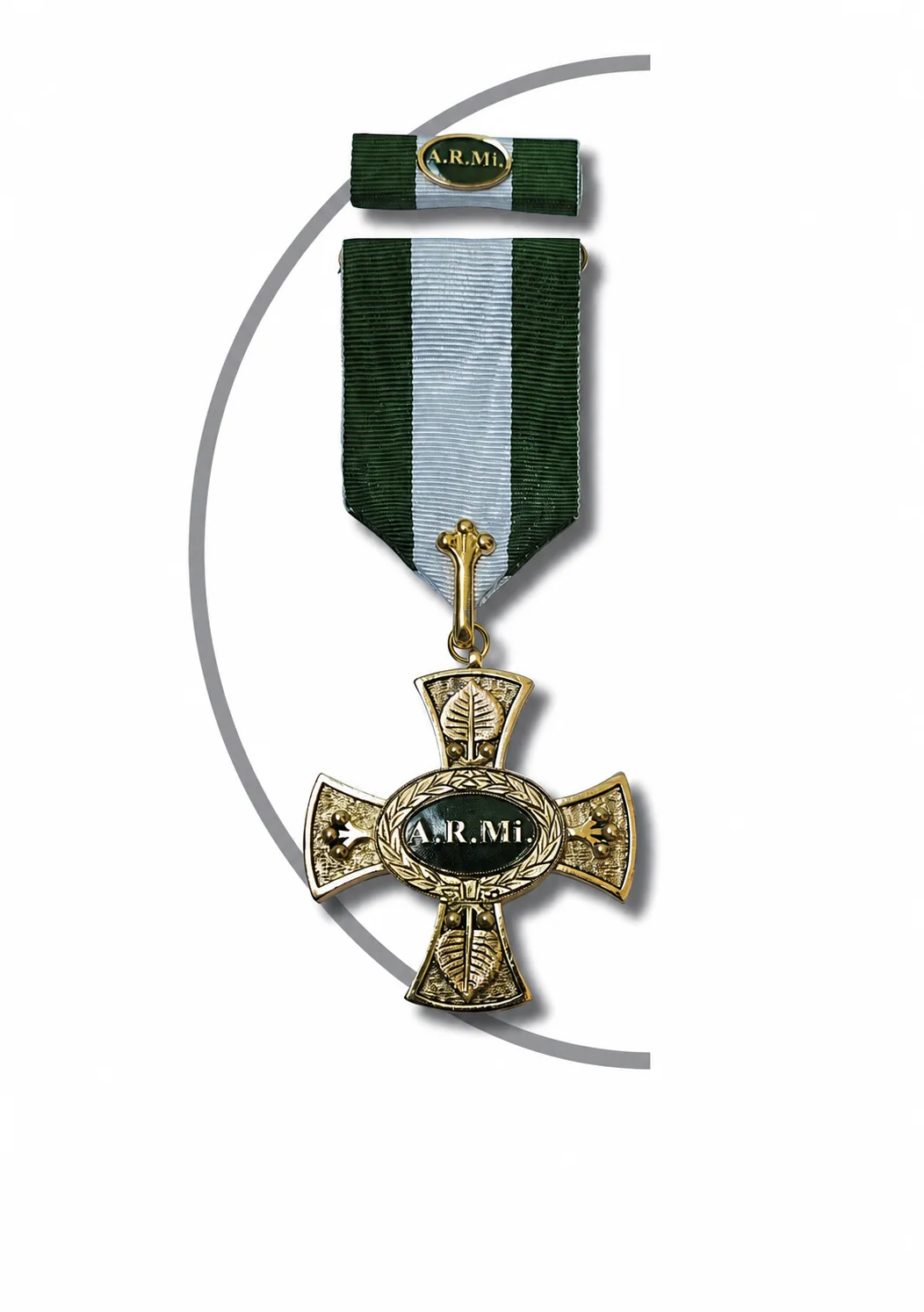 La Croce alla Memoria A.R.Mi., con nastro verde e bianco